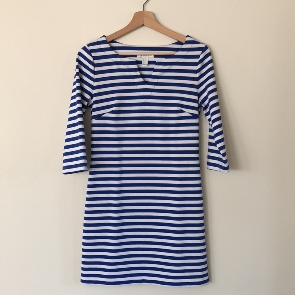 Forever 21 Blue White Stripe Shift Dress XS Sleeveless Nautical Mini